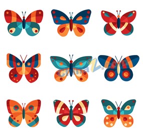 拼色蝴蝶设计矢量素材